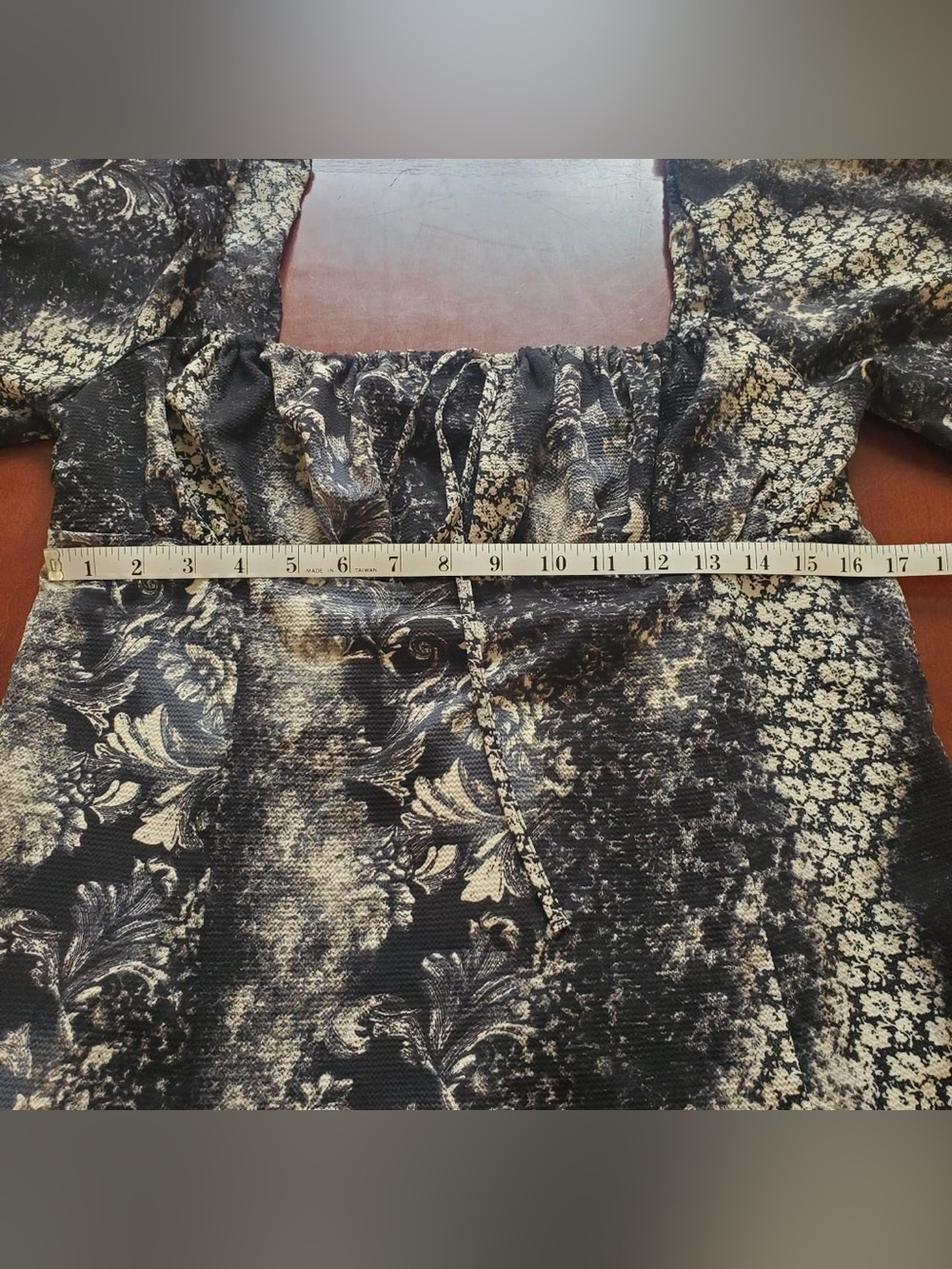 Urban Outfitters Black & Cream Snakeskin Mini Dress with Long Bell Sleeves - Picture 7 of 8